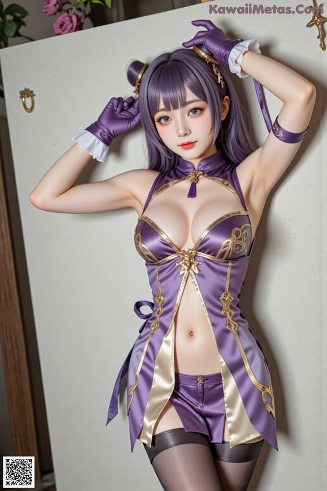 Hentai - Sovereign of Lightning in Exquisite Garb Set.2 20250126 Part 17 No.3a81e2 A woman in a purple and gold outfit posing for a picture.